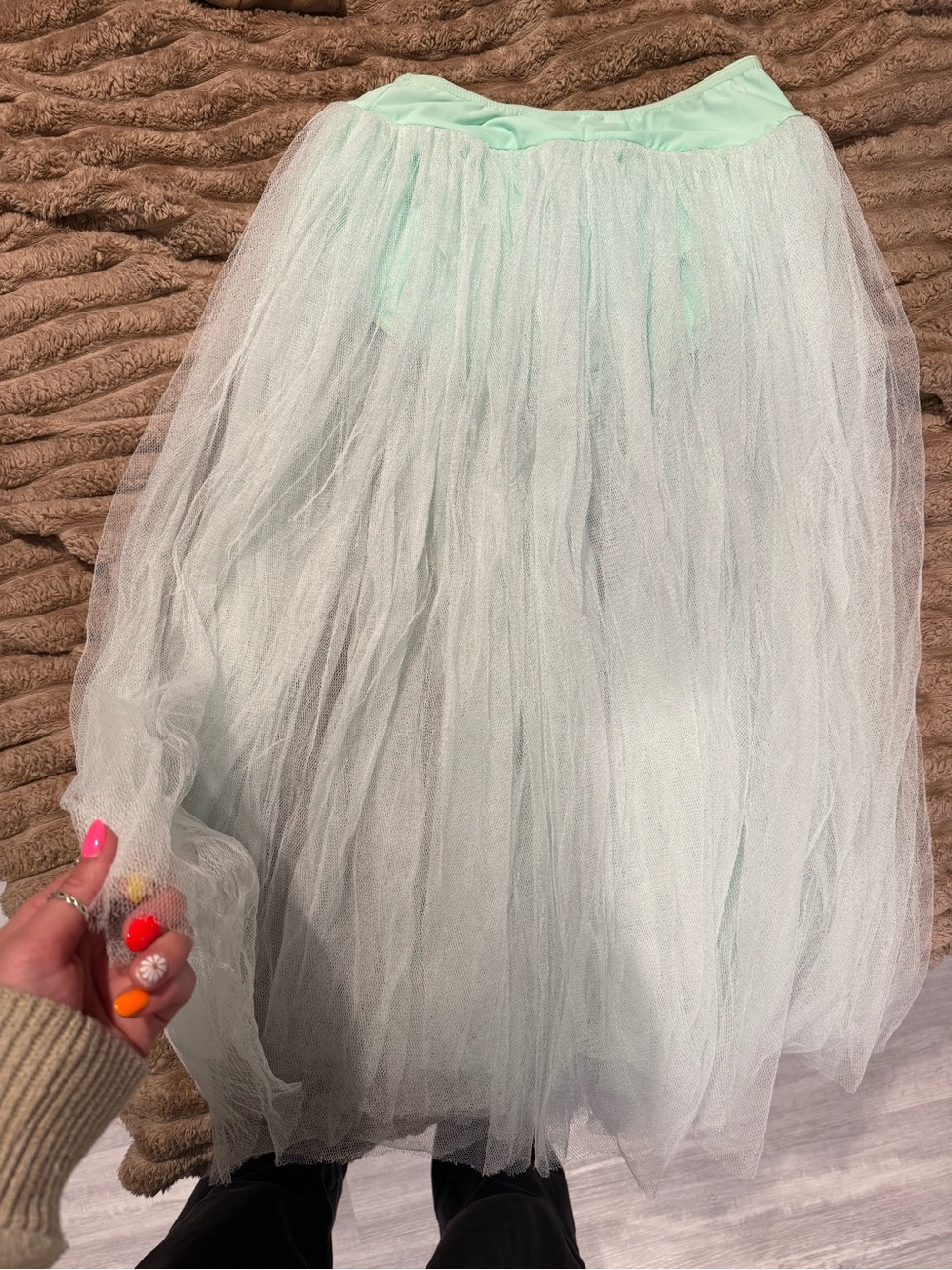 Mint Tulle Midi Skirt - Lightweight Layered Women's Skirt